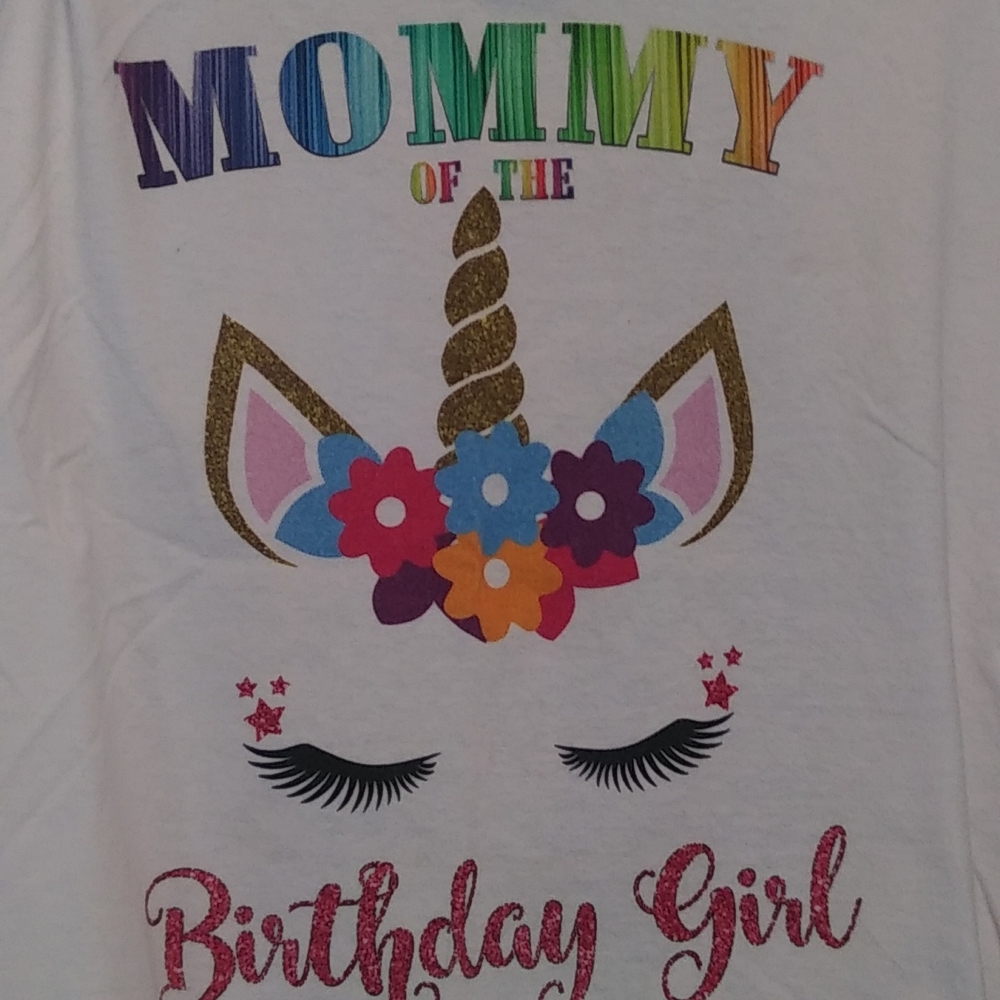'Mommy of the Birthday Girl' Unicorn Shirt L n Leggings OSFM